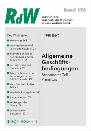 Stock image for Allgemeine Geschftsbedingungen: Besonderer Teil - Praxiswissen (Schriftenreihe RdW) for sale by medimops
