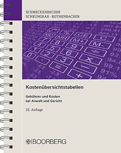 9783415060654: Kostenbersichtstabellen: Gebhren und Kosten bei Anwalt und Gericht