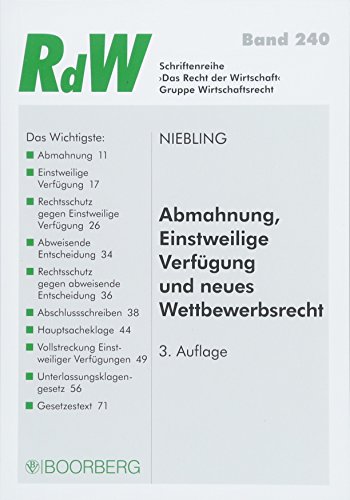 Stock image for Abmahnung, Einstweilige Verfgung und neues Wettbewerbsrecht for sale by Buchpark