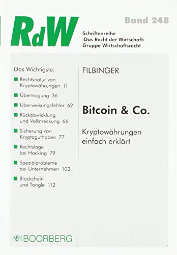 Bitcoin & Co: Kryptowährungen einfach erklärt (Recht der Wirtschaft) - Filbinger, Konstantin