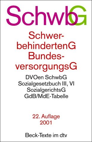 Beispielbild fr Schwerbehindertengesetz ( SchwbG) / Bundesversorgungsgesetz ( BVG) zum Verkauf von medimops