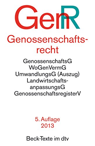 Beispielbild fr Genossenschaftsrecht GenR: u.a. mit Genossenschaftsgesetz, Umwandlungsgesetz (Auszug), Verordnung ber das Genossenschaftsregister, . Genossenschaftsregister. Stand: 04.10.2002 zum Verkauf von medimops