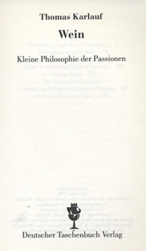 Beispielbild fr Kleine Philosophie der Passionen, Wein zum Verkauf von medimops