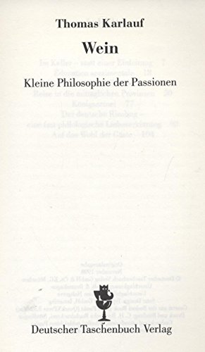 9783423202169: Kleine Philosophie der Passionen. Wein.
