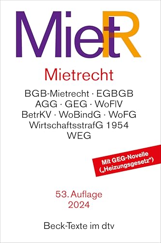 Stock image for Mietrecht: Mietrecht des BGB und EGBGB, Gebudeenergiegesetz, Kohlendioxidkostenaufteilungsgesetz, Mietspiegelverordnung, Wirtschaftsstrafgesetz 1954, . Heizkostenverordnung, for sale by Revaluation Books