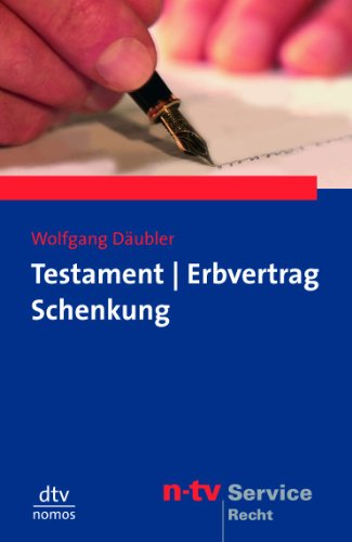 Stock image for Testament. Erbvertrag. Schenkung for sale by medimops