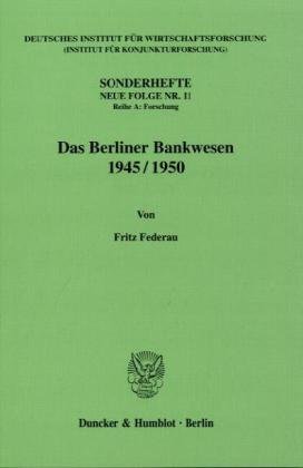 9783428003921: Das Berliner Bankwesen 1945/50