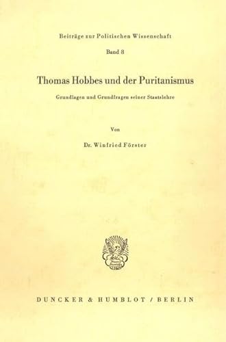 Imagen de archivo de Thomas Hobbes und der Puritanismus. a la venta por SKULIMA Wiss. Versandbuchhandlung