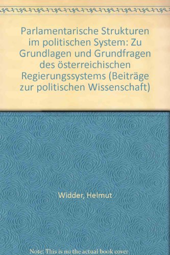 Imagen de archivo de Parlamentarische Strukturen im politischen System. a la venta por Antiquariat  Werner Haschtmann