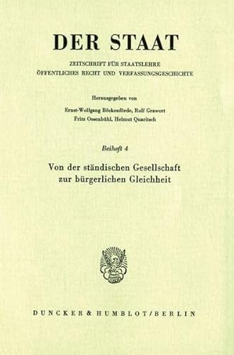 Imagen de archivo de Von der stndischen Gesellschaft zur brgerlichen Gleichheit. a la venta por Vico Verlag und Antiquariat Dr. Otto