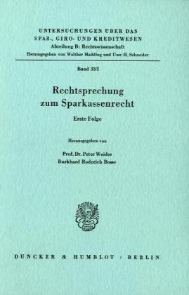 9783428050369: Rechtsprechung Zum Sparkassenrecht: Erste Folge