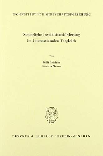 Imagen de archivo de Steuerliche Investitionsfrderung im internationalen Vergleich. a la venta por NEPO UG