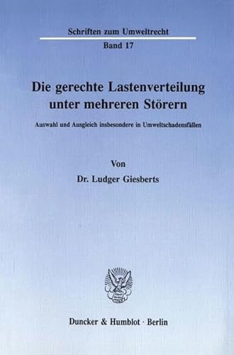 Stock image for Die gerechte Lastenverteilung unter mehreren Strern. for sale by SKULIMA Wiss. Versandbuchhandlung