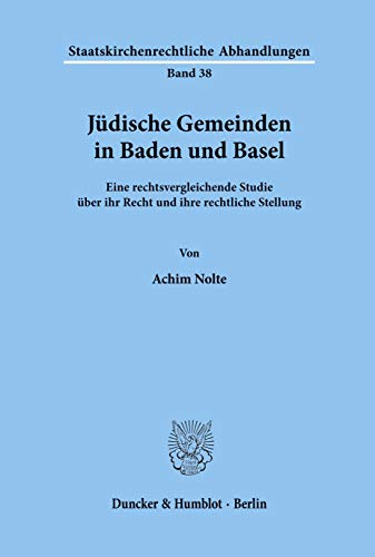 Beispielbild fr Jdische Gemeinden in Baden und Basel. zum Verkauf von SKULIMA Wiss. Versandbuchhandlung