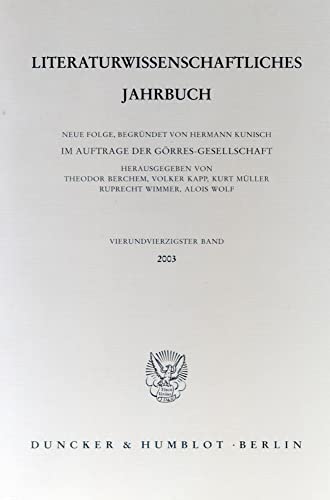 Literaturwissenschaftliches Jahrbuch - Paul Gerhard Schmidt et al