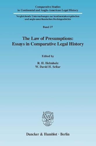 Stock image for The Law Of Presumptions: Essays In Comparative Legal History for sale by Revaluation Books