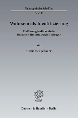 Stock image for Wahrsein als Identifizierung. for sale by SKULIMA Wiss. Versandbuchhandlung