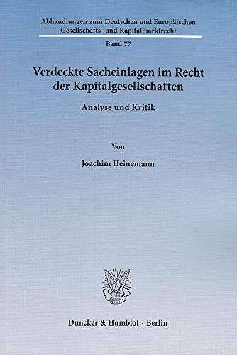 9783428141937: Verdeckte Sacheinlagen im Recht der Kapitalgesellschaften: Analyse und Kritik: 77