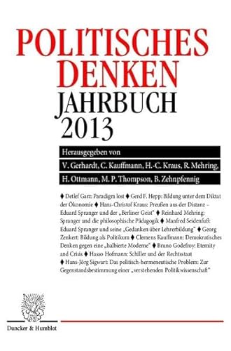 Stock image for Politisches Denken. Jahrbuch 2013. for sale by text + tne