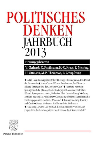 Stock image for Politisches Denken. Jahrbuch 2013. for sale by text + tne