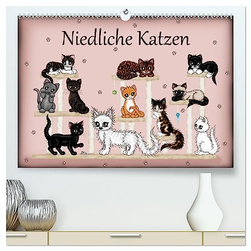 Beispielbild fr Niedliche Katzen (hochwertiger Premium Wandkalender 2025 DIN A2 quer), Kunstdruck in Hochglanz : Herzige kleine Katzen Illustrationen zum Verkauf von AHA-BUCH GmbH