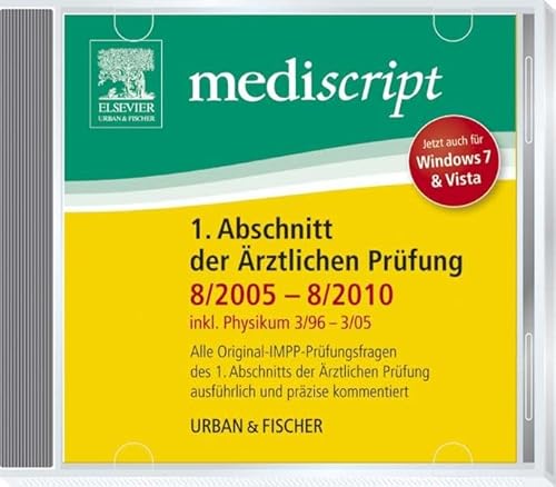 Mediscript, Kommentierte Examensfragen, DVD-ROMs 1. Abschnitt der Ärztlichen Prüfung 8/05-8/10 inkl. Physikum 3/96-3/05, 1 DVD-ROM