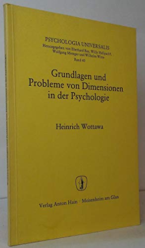 Beispielbild fr Grundlagen und Probleme von Dimensionen in der Psychologie, zum Verkauf von modernes antiquariat f. wiss. literatur