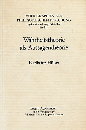 Beispielbild fr Wahrheitstheorie als Aussagentheorie, zum Verkauf von modernes antiquariat f. wiss. literatur