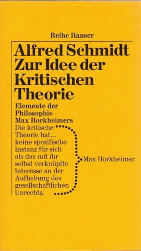 9783446118638: Zur Idee der kritischen Theorie. Elemente der Philosophie Max Horkheimers