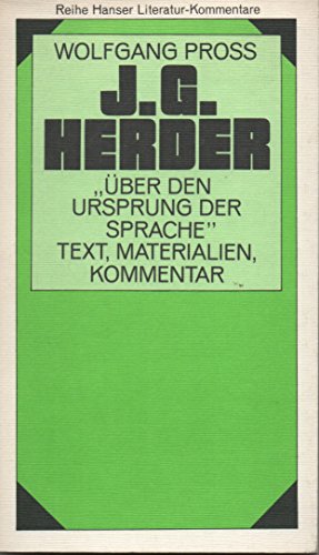 9783446126343: I. G. Herder. "Abhandlung ber den Ursprung der Sprache". Text, Materialien, Kommentar