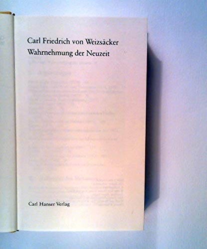 9783446138568: Wahrnehmung der Neuzeit (German Edition)