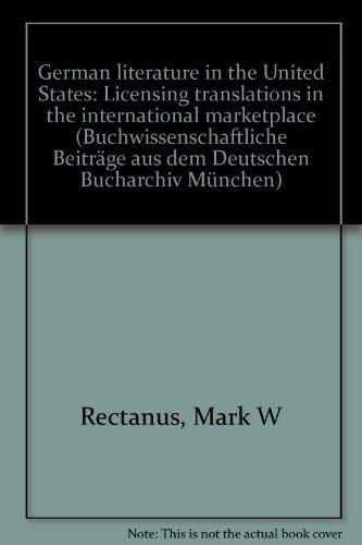 Beispielbild fr German literature in the United States. zum Verkauf von SKULIMA Wiss. Versandbuchhandlung