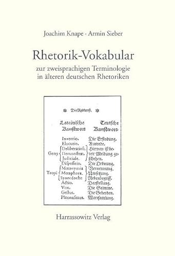 Rhetorik-Vokabular Zur Zweisprachigen Terminologie in Alteren Deutschen Rhetoriken (Mediterranean Language and Culture Monograph Series,) (German Edition) (9783447039925) by Knape, Joachim; Sieber, Armin; Geier, Andrea