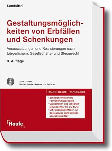 Stock image for Gestaltungen von Erbfllen und Schenkungen: Voraussetzungen und Realisierungen nach brgerlichem-, Gesellschafts- und Steuerrecht mit CD-ROM [Gebundene Ausgabe] Ralph Landsittel Erbrechtliche Beratung Erbe Erbflle Erbrecht Erbschaftssteuer Erbschaftsteuerrecht Schenkung Schenkungsteuerrecht Zivilprozessrecht Rechtsanwalt Fachanwalt fr Steuerrecht Erb- und Steuerrechtler Seminarreferent der Deutschen Anwaltsakademie Gestaltungsmglichkeiten von Erbfllen und Schenkungen Die optimale Gestaltung von Erbfllen und Schenkungen: Handbuch, Arbeitshilfen und Software in einem. Einzigartige Gesamtschau der Thematik, die in der bisherigen Fachliteratur fehlte Detailliertes und praktisches Beraterwerk zu den verschiedenen Mglichkeiten erbrechtlicher Gestaltungen unter Bercksichtigung des Erbschaftsteuerrechts Alle wichtigen erb-, gesellschafts- und erbschaftsteuerrechtlichen Probleme aus der Beratungspraxis in einem Band. Inklusive CD-ROM mit Mustern sowie Grundsteuer-, Erbschaftsteuer- und E for sale by BUCHSERVICE / ANTIQUARIAT Lars Lutzer