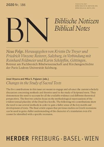 Stock image for Changes in the Study of Sacred Texts: Biblische Notizen Band 186 for sale by Kennys Bookshop and Art Galleries Ltd.