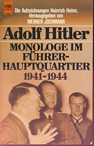 9783453016002: Monologe im Fhrerhauptquartier 1941 - 1944.
