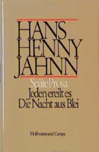 9783455036312: Werke 2. Spte Prosa: Jeden ereilt es / Die Nacht aus Blei. Autobiographische Prosa und Aufzeichnungen aus den fnfziger Jahren