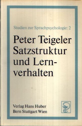 Stock image for Satzstruktur und Lernverhalten. ( Studien zur Sprachpsychologie, 2) for sale by medimops