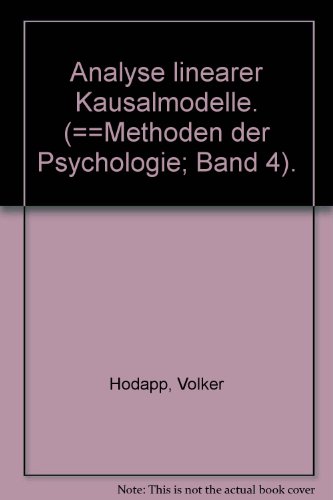 9783456813295: Analyse linearer Kausalmodelle. (==Methoden der Psychologie; Band 4).