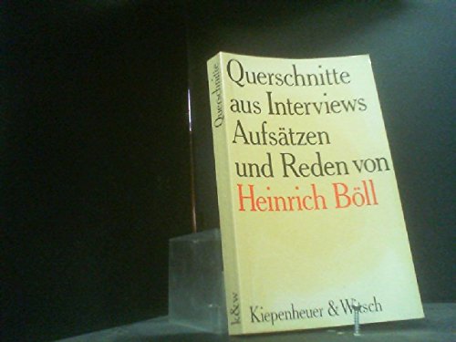 Imagen de archivo de Querschnitte. Aus Interviews, Aufstzen und Reden. a la venta por Versandantiquariat Harald Gross