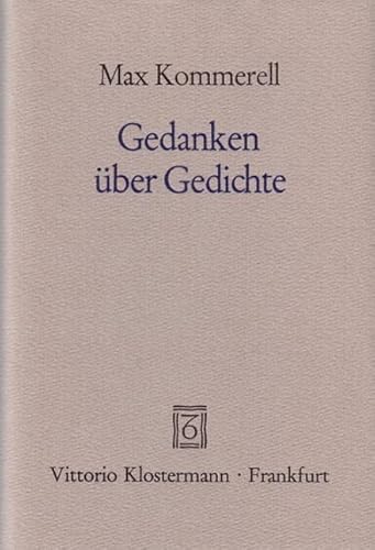 Beispielbild fr Gedanken ber Gedichte zum Verkauf von Blackwell's