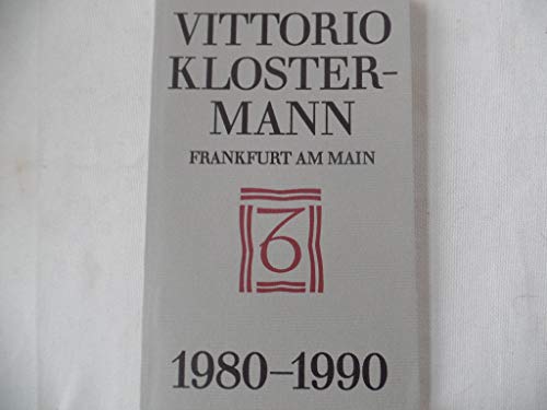 9783465022725: Verlagskatalog: Nachtrag 1980-1990