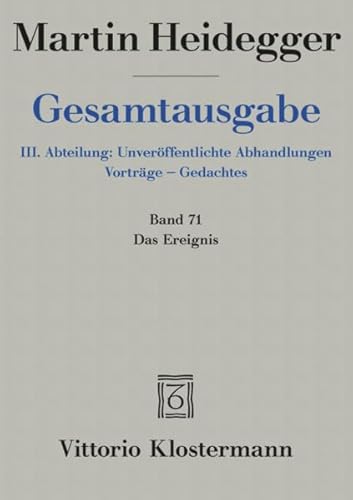 Stock image for Martin Heidegger, Gesamtausgabe (71) for sale by ISD LLC
