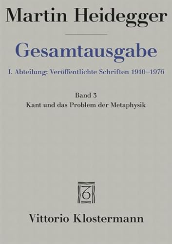 9783465036777: Martin Heidegger, Kant Und Das Problem Der Metaphysik: 3