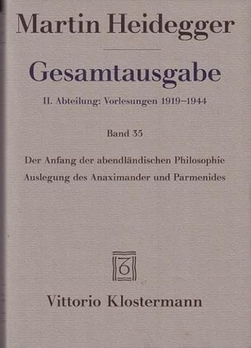 Beispielbild fr Martin Heidegger, Gesamtausgabe. II. Abteilung zum Verkauf von Blackwell's