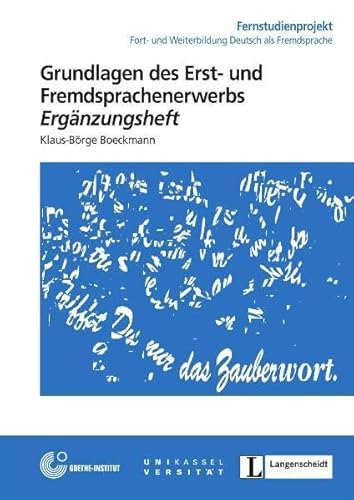 9783468496172: Grundlagen DES Erst- Und Fremdsprachenunterricht - Erganzungsheft