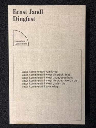 9783472611219: "Dingfest : Gedichte. Mit e. Nachw. von Hans Mayer, Sammlung Luchterhand ; 121"