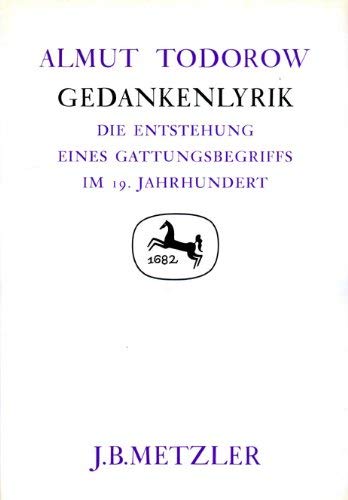 9783476004475: Gedankenlyrik: Die Entstehung eines Gattungsbegriffs im 19. Jahrhundert (Germanistische Abhandlungen)