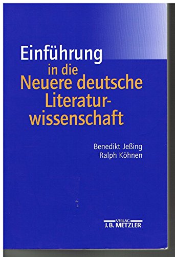 9783476019516: Einfhrung in die Neuere deutsche Literaturwissenschaft