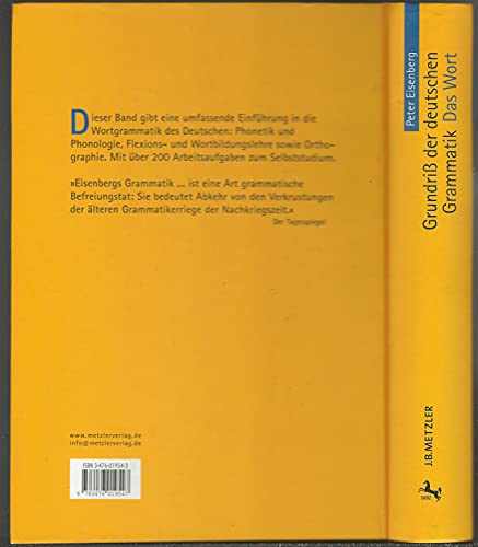 Das Wort (Grundriß der deutschen Grammatik, Bd. 1) - Eisenberg, Peter
